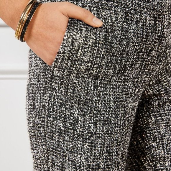 new TALBOTS HAMPSHIRE ANKLE PANTS Black White Sequin Women's 10 Petite - Picture 3 of 8